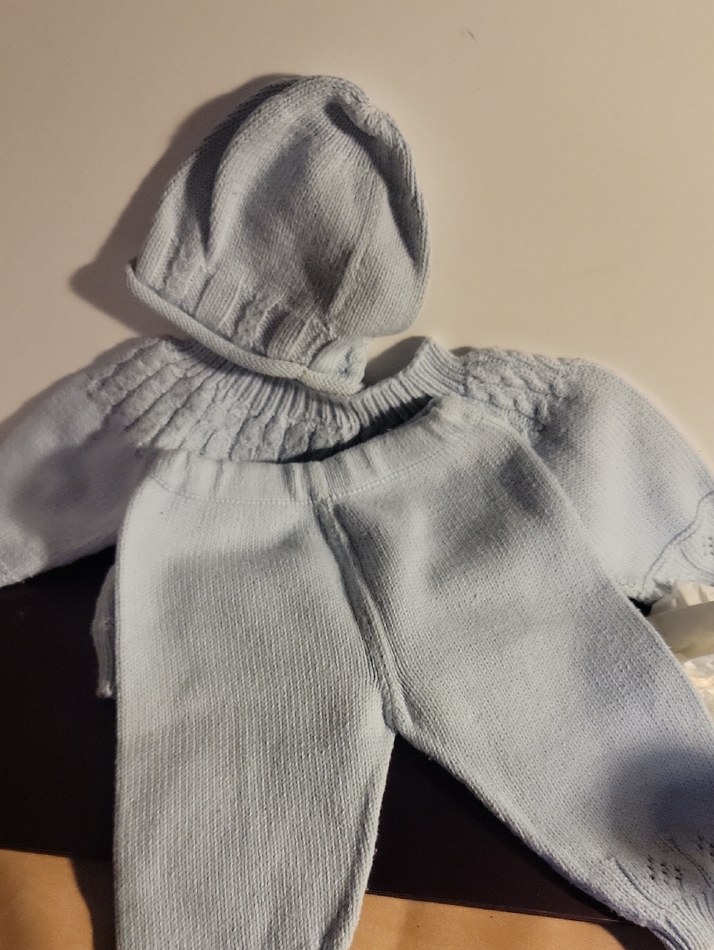 Classic Knit Baby Matching Set in Light Blue